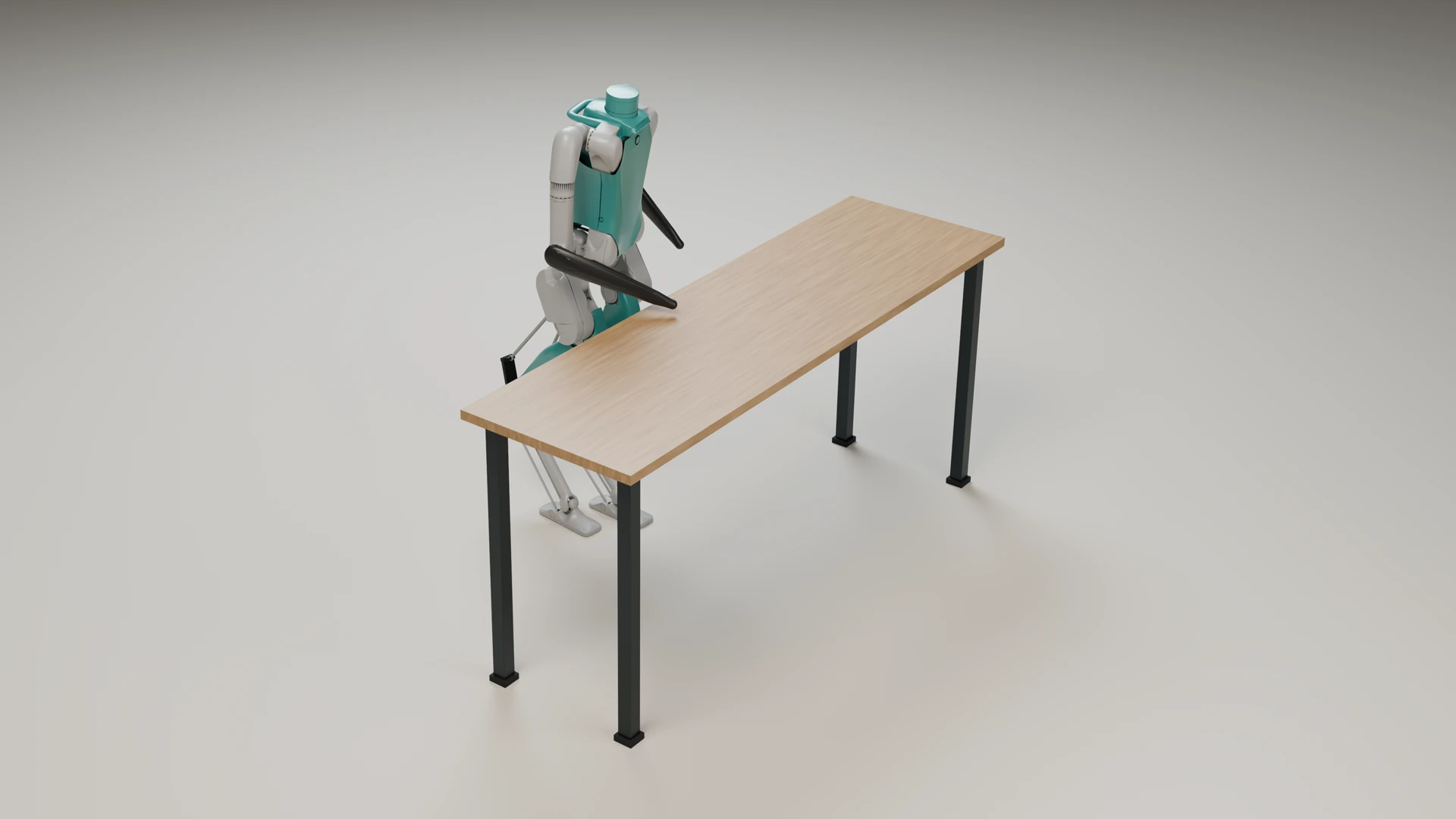 Blender rendering of Digit wiping a table, reconstructed from a recorded simulation rollout.