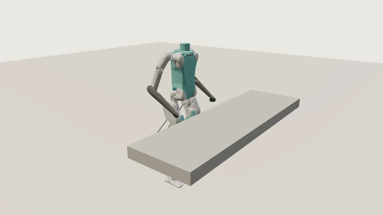Surface wiping: initial Digit robot and table in the live MuJoCo controller scene.